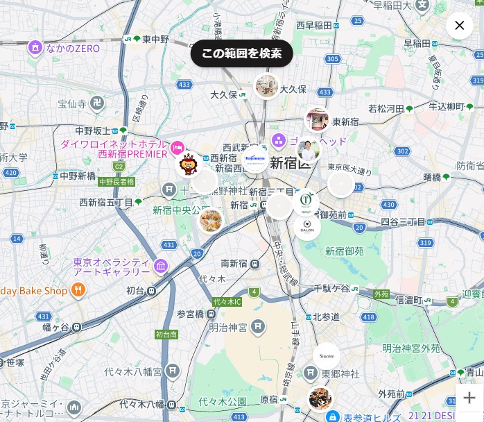 近隣店舗を地図で検索できる店舗受取予約の画面